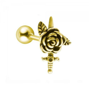 Piercing Microbell Reto Modelo 32 Aço PVD Gold